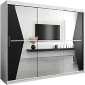MEBLE KRYSPOL Kleiderschrank, Schiebetürenschrank Schlafzimmer, Schrank mit Spiegel MAROKO 250 cm