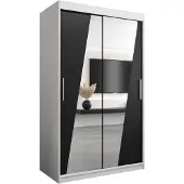 MEBLE KRYSPOL Kleiderschrank, Schiebetürenschrank Schlafzimmer, Schrank mit Spiegel RHOMB 120 cm