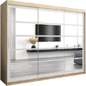 MEBLE KRYSPOL Kleiderschrank, Schiebetürenschrank Schlafzimmer, Schrank mit Spiegel ROMA 2 250 cm