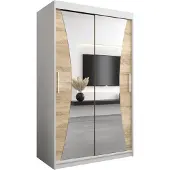 MEBLE KRYSPOL Kleiderschrank, Schiebetürenschrank Schlafzimmer, Schrank mit Spiegel MONACO 120 cm