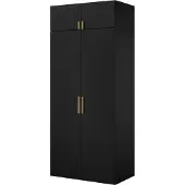Mzm24 Drehtürenschrank mit Aufsatz Napoli 2D 100 Schwarz (schwarzer oder goldener Griff)