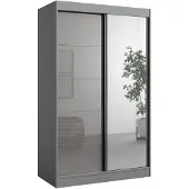 Mzm24 Schiebetürenschrank mit Spiegel Como 2D1L 120 Grau (Lacobel)