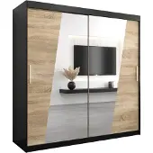 MEBLE KRYSPOL Kleiderschrank, Schiebetürenschrank Schlafzimmer, Schrank mit Spiegel RHOMB 200 cm