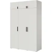 Mzm24 Drehtürenschrank mit Aufsatz Napoli 3D 150 Weiß (schwarzer oder goldener Griff)