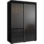 Mzm24 Schiebetürenschrank mit Schubladen Torino 2D 140 Schwarz (Lacobel)