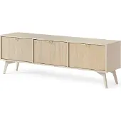 Lomadox TV Lowboard in beige, Front mit Fischgrätenmuster, FAREHAM-160