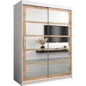MEBLE KRYSPOL Kleiderschrank, Schiebetürenschrank Schlafzimmer, Schrank mit Spiegel ROMA 2 150 cm