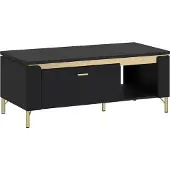 Lomadox Couchtisch in schwarz matt mit goldfarbenen Akzenten NOLA-129