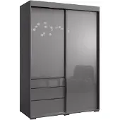 Mzm24 Schiebetürenschrank mit Schubladen Torino 2D 140 Grau (Lacobel)