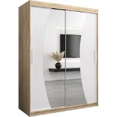 MEBLE KRYSPOL Kleiderschrank, Schiebetürenschrank Schlafzimmer, Schrank mit Spiegel WAVE 150 cm
