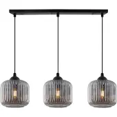 Light11 HOME Riffle Schwarze Hängelampe 3 Flache Graphit-Lampenschirme Zylinder E27