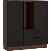 Feldmann-Wohnen Highboard Alicante Hochkommode 120x38x136cm Walnuss schwarzgrau