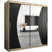 MEBLE KRYSPOL Kleiderschrank, Schiebetürenschrank Schlafzimmer, Schrank mit Spiegel WAVE 200 cm