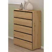 Feldmann-Wohnen Schubladenkommode Naxos Sideboard 60x40x106cm artisan eiche schwarz matt