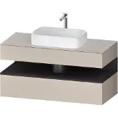Duravit Qatego Konsolenwaschtischunterbau, 1 Auszug, 1 Schubkasten, Ausschnitt mittig, 1200x550x600m