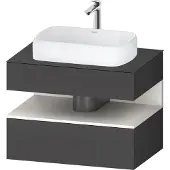Duravit Collection One Konsolenwaschtischunterbau, 1 Auszug, 1 Schubkasten, Ausschnitt mittig, 800x550x600mm, Nische Weiß Supermatt, QA4730084490010, Farbe: Graphit Matt/mit Nischenbeleuchtung