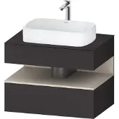 Duravit Qatego Konsolenwaschtischunterbau, 1 Auszug, 1 Schubkasten, Ausschnitt mittig, 800x550x600mm