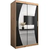 MEBLE KRYSPOL Kleiderschrank, Schiebetürenschrank Schlafzimmer, Schrank mit Spiegel WAVE 120 cm