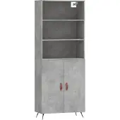 Syfax Highboard Betongrau 69,5x34x180 cm Holzwerkstoff