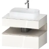Duravit Collection One Konsolenwaschtischunterbau, 1 Auszug, 1 Schubkasten, Ausschnitt mittig, 800x550x600mm, Nische Taupe Supermatt, QA4730083220000, Farbe: Weiß Hochglanz