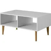 PAWS MÖBEL BERGEN Bank, WEISS, Skandinavischer Stil, Couchtisch, 100x60x48, Sofatisch, Couchtisch
