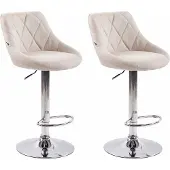 BellaFurn 2 Barhocker-Set aus Stoff – Barhocker – höhenverstellbar und bequeme Fußstütze