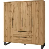 Masseno Drehtürenschrank HALLETTA 191 cm Kleiderschrank Schlafzimmer Schrank 4-türig Eiche Wotan