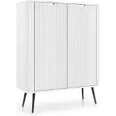 Yourhouse24 Highboard Zova K-103 zweitürige Kommode, kanneliert, abgerundet (Farbe: Weiß)