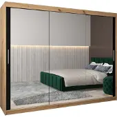 MEBLE KRYSPOL Kleiderschrank, Schiebetürenschrank Schlafzimmer, Schrank mit Spiegel TOKYO 3 250 cm