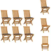 vidaXL Gartenstühle mit Anthrazit Kissen 6 Stk. Massivholz Teak - Gartenstühle