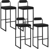 Woltu Barhocker 4er Set mit Fußstütze, Hochstuhl, Samthocker, aus Metall, Schwarz