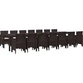 vidaXL Garten-Esszimmergarnitur mit Kissen mit Kissen 15 pcs Braun PP