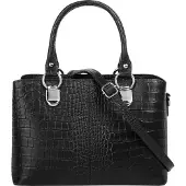 Cluty Umhängetasche "Damen echt Leder, Made in Italy", Damen, Gr. B/H/T: 24cm x 16cm x 7cm onesize, schwarz, Leder, Taschen Umhängetasche, echt Leder, Made in Italy