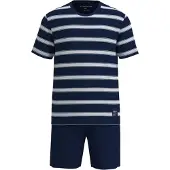 Tom Tailor Shorty , Herren, Gr. 52, blau (blau, mittel, ringel), Single Jersey, Obermaterial: 100% Baumwolle, Homewear-Sets Shorty, aus Baumwolle, weiches Single Jersey, in mehreren Größen erhältlich