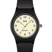 Q&Q Damenuhr Ø 29mm Analog 3 BAR schwarzes Silikonband