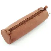 JSA ALASSIO Schlamperrolle aus Leder braun Stiftetui 21x6cm rund mit