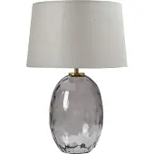 Beliani Tischlampe Transparentes und graues Rauchglas Sockel Stoff Trommelschirm Modernes Design
