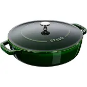 Staub Braisers Bräter mit Chistera Drop-Structure 24 cm, rund, Basilikum-Grün, Gusseisen
