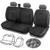 PRO-GROUP 1+2 Sitzbezüge aus für Fiat Ducato Bus 2006-2019 Schwarz Nou