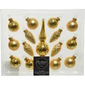 Décoris Abbildung gl mini Spitze Licht gold 15pcs Weihnachten Kugel hangdeco Weihnachten (geel)