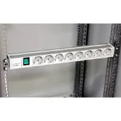 Schneider Electric NSYAPU19S8S Actassi, 1HE Stromverteilerschiene, 8 Steckdosen+Schalter 19P VDE