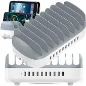 ORICO Intelligente 10-Port USB-Ladestation, 120W, Weiß - Effizientes Laden für Smartphones und Tablets mit 2.4A pro Anschluss, Schutz vor Überladung und Kurzschlüssen, Stilvolles Design