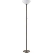LINDBY Stehlampe Ignacia, nickelfarben, Glas, 180 cm, E27