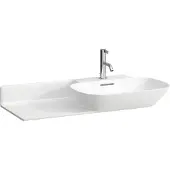 Laufen INO Waschtisch, 1 Hahnloch, mit Überlauf, Keramikablage links, 900x450mm, H8133010001041, Farbe: Weiß