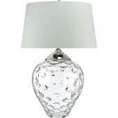 Quintiesse Tischlampe Samara, Ø 51 cm, klar, Stoff, Glas, 2-flammig