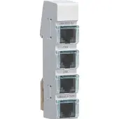 Hager ZZ12LMN04P LMN-Modul mit 4x RJ12-Buchsen, passiv ohne Spannungsversorgung, Breite 1 PLE