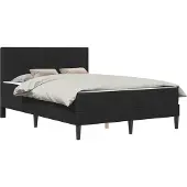 vidaXL Bettgestell mit Matratze mit Kopfteil Schwarz 140 x 190 cm Samt