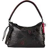 Desigual Elegante Schwarze Damenhandtasche mit Verspieltem Design und Extras