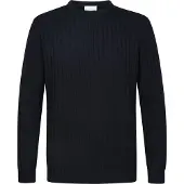 Profuomo Pullover Rib Wool Blend Navy - XXL