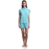 Emporio Armani für Damen. EW002964_AF19024 Essential Studs Schlafanzug blau (S), Heimtextilien, Viskose, Kurzarm, Türkis